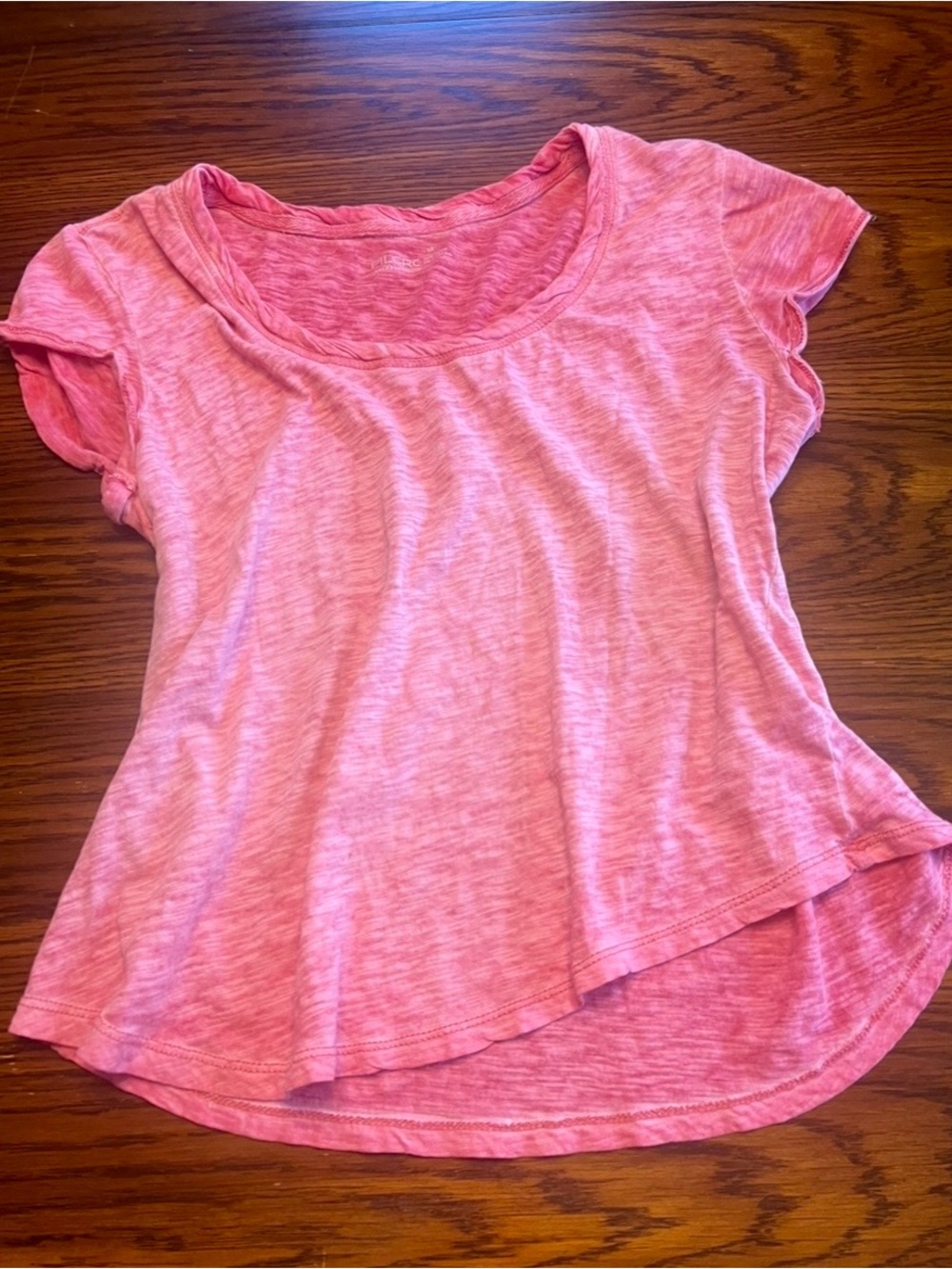 Anthropologie Pink Scoop Neck Slub Short Sleeve Top